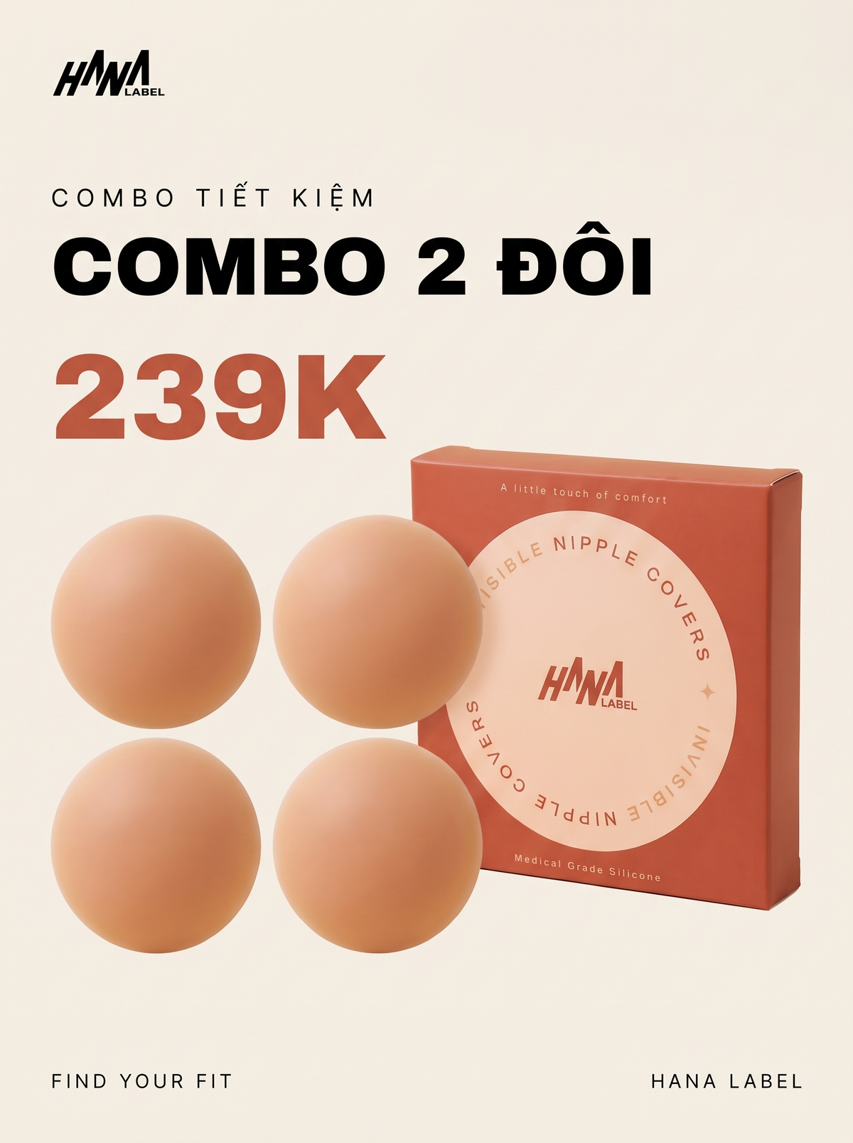 Miếng dán nhũ hoa silicone Hana Label