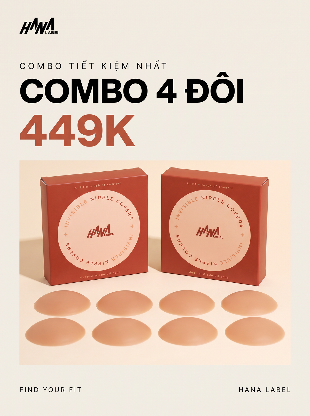 Miếng dán nhũ hoa silicone Hana Label